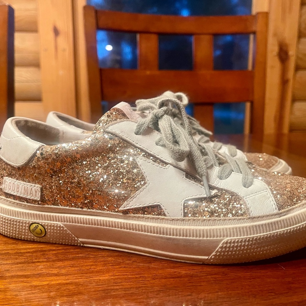 Golden Goose size 37 
Gold and White Sneakers Glitter Design